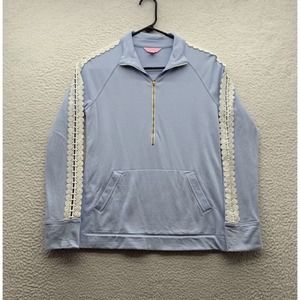 Lilly Pulitzer Skipper Popover Womens XS 1/2 Zip Jacket Classy Preppy Blue White